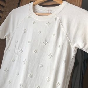 Jcrew short sleeve raglan embellished sweatshirt
